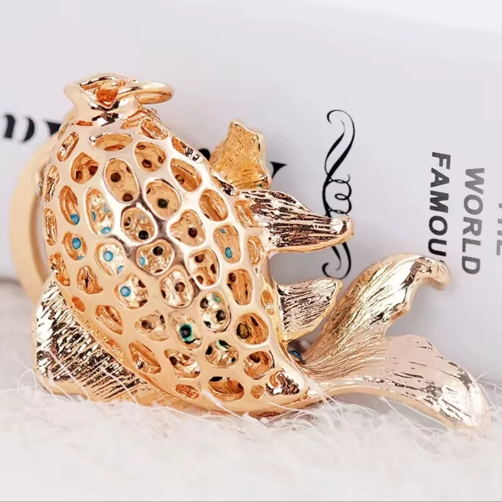 Aquatic Blue and Gold Fish Charm - Picture 5 of 6